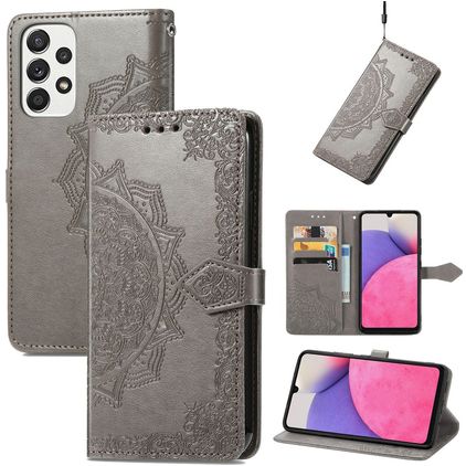 Mobigear Mandala Samsung Galaxy A33 Hülle Klapphülle Geldbörse - Grau
