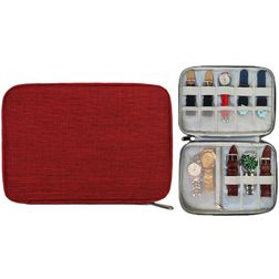 Mobigear Organizer Smartwatch-Band-Aufbewahrungshülle für 8 Uhrenarmbänder Hülle Einschubhülle - - Weinrot