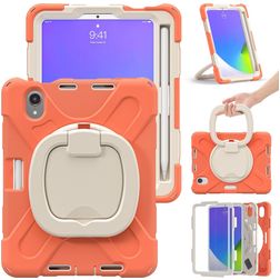 Mobigear RingGuard iPad Mini 7 (2024) Hülle Kunststoff,Silikon Backcover + Stifthalter + Schulterträger + Ständer - Orange