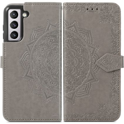 Mobigear Mandala Samsung Galaxy S21 FE Hülle Klapphülle Geldbörse - Grau