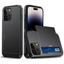 Mobigear Card iPhone 15 Pro Hülle Hardcase Backcover Stoßfest mit Kartenhalter - Schwarz