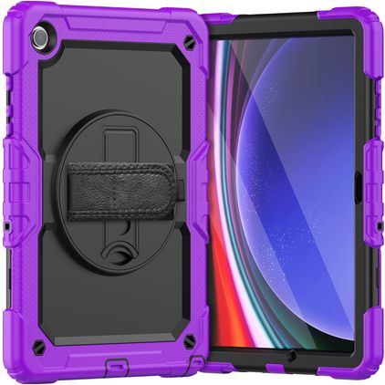 Mobigear SureGrip Xtreme Samsung Galaxy Tab A9 Plus (2023) Hülle Kunststoff / Silikon Backcover + Schultergurt + Ständer - Lila