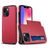 Mobigear Card iPhone 15 Plus Hülle Hardcase Backcover Stoßfest mit Kartenhalter - Rot