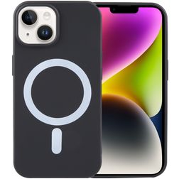 Mobigear Rubber Touch iPhone 15 Plus Silikon MagSafe Hülle Backcover - Schwarz