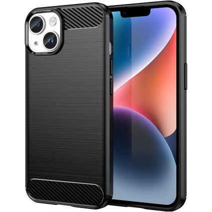 Mobigear Brushed Slim iPhone 15 Plus Hülle Flexibles TPU Backcover - Schwarz