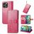 Mobigear Clover iPhone 15 Pro Hülle Klapphülle Geldbörse - Magenta