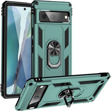 Mobigear Armor Ring Google Pixel 7 Hardcase Backcover Shockproof mit Ringhalter - Grün