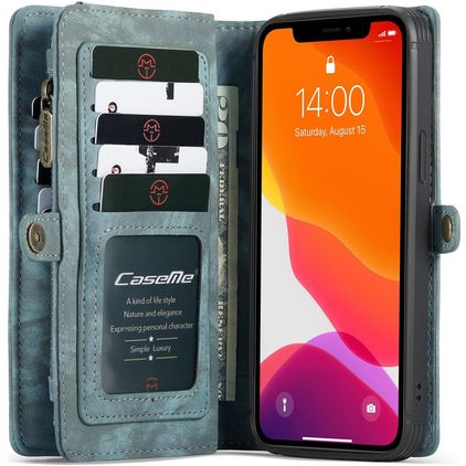 Caseme 008 iPhone 12 Hülle Abnehmbare 2in1 Klapphülle Geldbörse - Blau