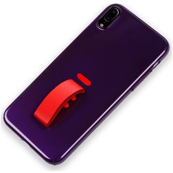 Mobigear Rubber Ring iPhone XS Max Hülle Hardcase Backcover mit Ringhalter - Lila
