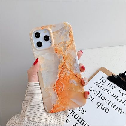 Mobigear Marble iPhone 12 Pro Max TPU (flexibel) Backcover - Orange