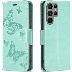 Mobigear Butterfly Samsung Galaxy S23 Ultra Hülle Klapphülle Geldbörse - Grün