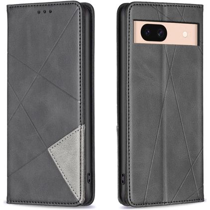 Mobigear Rhombus Slim Google Pixel 8a Hülle Klapphülle - Schwarz