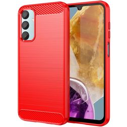 Mobigear Brushed Slim Samsung Galaxy M15 Hülle Flexibles TPU Backcover - Rot
