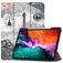 Mobigear Tri-Fold Gel iPad Pro 12.9 Zoll (2021) Hülle TPU,Kunstleder Klapphülle + Stifthalter - Eiffelturm