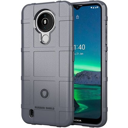 Mobigear Rugged Shield Nokia 1.4 Hülle Flexibles TPU Backcover Stoßfest - Grau