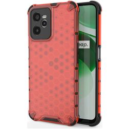 Mobigear Honeycomb Realme C35 Hülle Hardcase Backcover Stoßfest - Rot