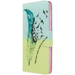 Mobigear Design Samsung Galaxy A21 Hülle Klapphülle Geldbörse - Feder