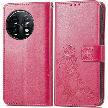 Mobigear Clover OnePlus 11 Hülle Klapphülle Geldbörse - Pink