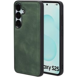 Mobiparts Classic Samsung Galaxy S25 MagSafe TPU / Kunstleder Backcover - Emerald Green