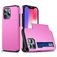 Mobigear Card iPhone 14 Hülle Hardcase Backcover Stoßfest mit Kartenhalter - Pink