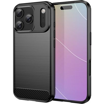 Mobigear Brushed Slim iPhone 18 Pro Hülle Flexibles TPU Backcover - Schwarz