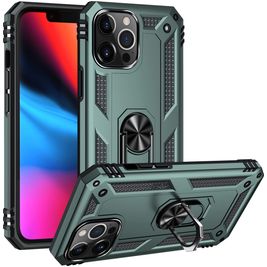 Mobigear Armor Ring iPhone 14 Pro Max Hülle Hardcase Backcover Stoßfest mit Ringhalter - Grün