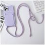 Mobigear Lanyard Card iPhone 15 Pro Silikon Handykette mit Kartenhalter - Lila
