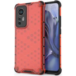 Mobigear Honeycomb Xiaomi 12 Hülle Hardcase Backcover Stoßfest - Rot