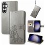 Mobigear Clover Samsung Galaxy S23 FE Hülle Klapphülle Geldbörse - Grau