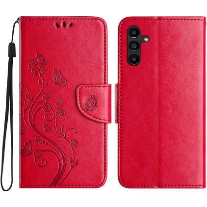 Mobigear Flowers Samsung Galaxy A36 Hülle Klapphülle Geldbörse - Rot