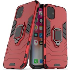 Mobigear Armor Ring iPhone 11 Hülle Hardcase Backcover Stoßfest mit Ringhalter - Rot