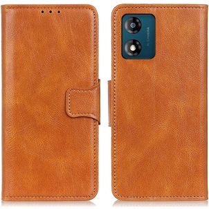 Mobigear Classy Motorola Moto E13 Hülle Klapphülle Geldbörse - Cognac