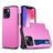 Mobigear Card iPhone 15 Hülle Hardcase Backcover Stoßfest mit Kartenhalter - Pink