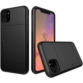 Mobigear Card iPhone 11 Hülle Hardcase Backcover Stoßfest mit Kartenhalter - Schwarz