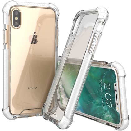 Mobigear Full Bumper iPhone XS Hülle Hardcase Backcover Stoßfest - Weiß / Transparent