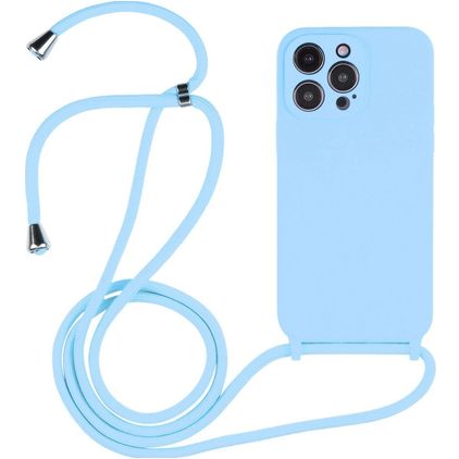Mobigear Lanyard iPhone 14 Pro Silikon Handykette - Babyblau