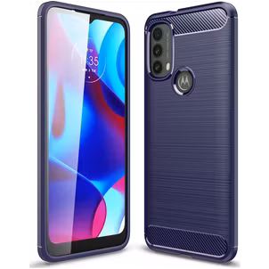 Mobigear Brushed Slim Motorola Moto E20 Hülle Flexibles TPU Backcover - Blau