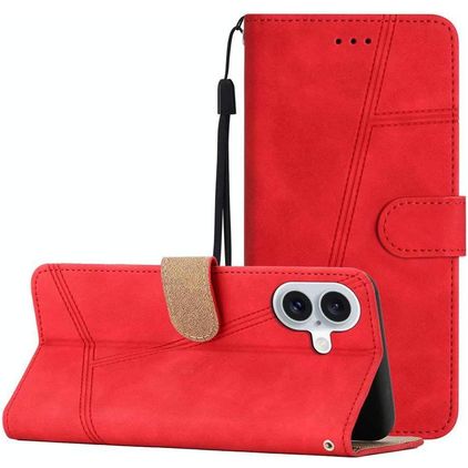 Mobigear Stitch iPhone 17 Hülle Klapphülle Geldbörse - Rot
