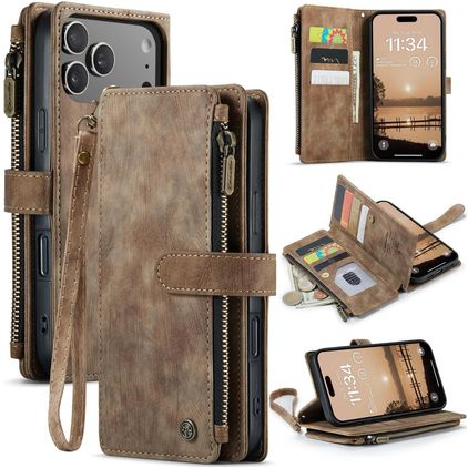 CaseMe C30 iPhone 17 Pro Max Hülle Klapphülle Geldbörse - Braun