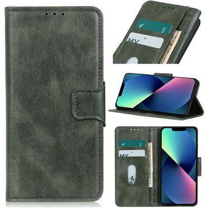 Mobigear Classy iPhone 14 Hülle Klapphülle Geldbörse - Grün