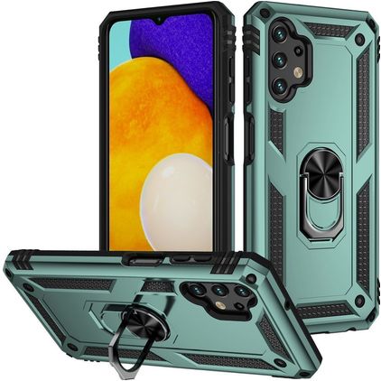 Mobigear Armor Ring Samsung Galaxy A13 4G Hardcase Backcover Shockproof mit Ringhalter - Grün