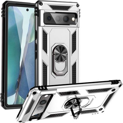 Mobigear Armor Ring Google Pixel 7 Pro Hardcase Backcover Shockproof mit Ringhalter - Silber