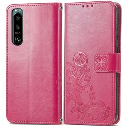 Mobigear clover Sony Xperia 5 IV Hülle Klapphülle Geldbörse - Magenta