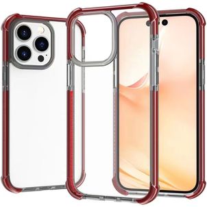 Mobigear Full Bumper iPhone 14 Pro Hülle Hardcase Backcover Stoßfest - Transparent / Rot