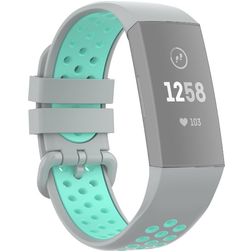 Mobigear Sport Plus Buckle Silikon Fitbit Charge 4 Armband Dornschließe - Blau / Grau