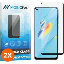 Mobigear Premium OPPO A74 5G Panzerglas Gehärtetes Glas Displayschutz - Hüllenfreundlich - Schwarz (2er Pack)