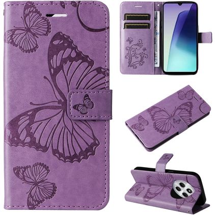 Mobigear Butterfly Xiaomi Redmi 14C Hülle Klapphülle Geldbörse - Lila