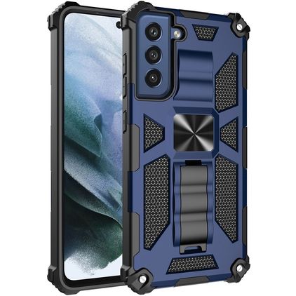 Mobigear Armor Stand Samsung Galaxy S21 FE Hardcase Backcover Shockproof mit Ständer - Blau