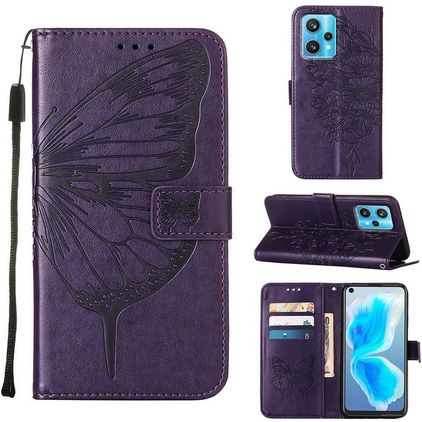 Mobigear Butterfly Realme 9 Pro Plus Hülle Klapphülle Geldbörse - Lila