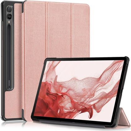 Mobigear Tri-Fold Samsung Galaxy Tab S9 Plus Klapphülle + Stylus-Halter - Roségold